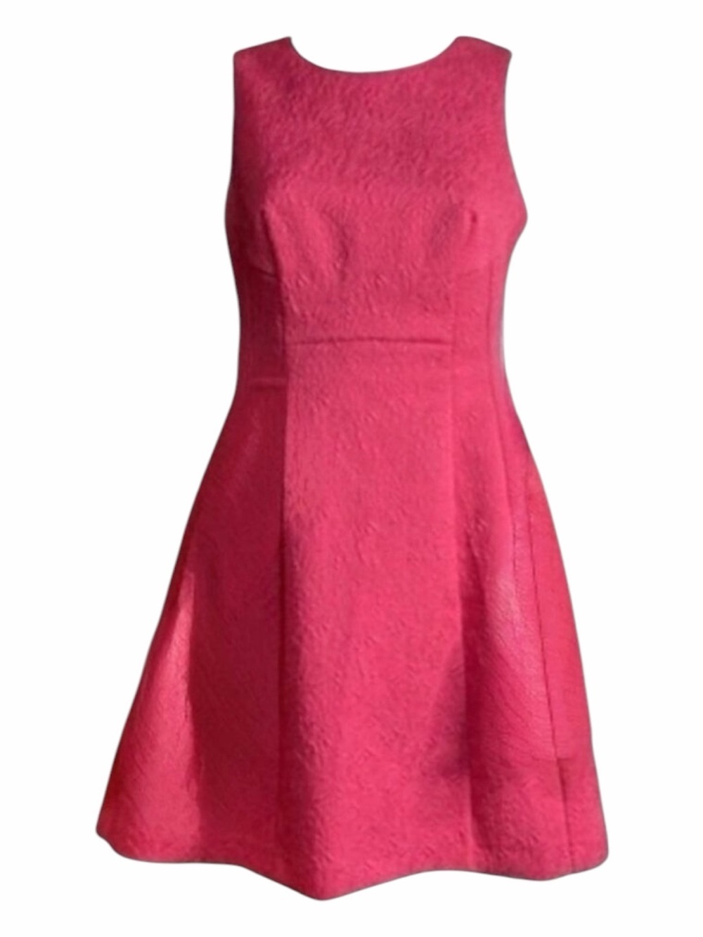 Pink Fit & Flare Sleeveless Dress Women's Size 8 Lined Textured